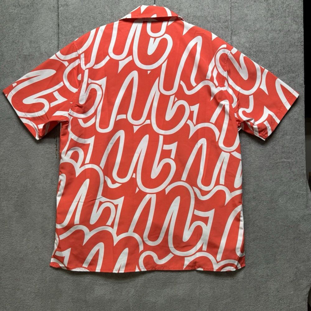 Mifland Camp Shirt Mens Medium Red White Graphic All Over Print Graffiti - Picture 7 of 8